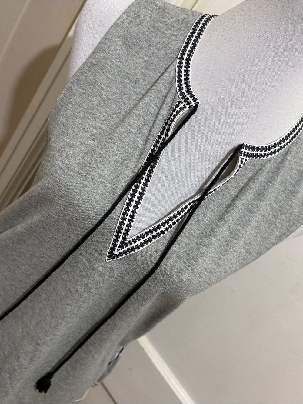 J. Crew Gray Chemise with Black-and-White Trim